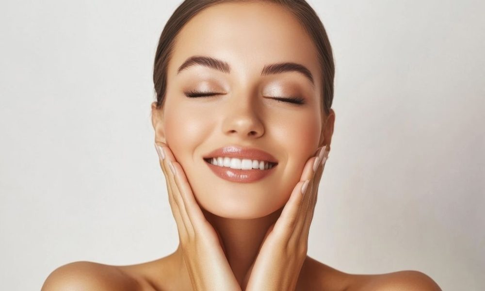 Vivana MD consulting with a client, showing a tablet with a customized skincare treatment plan for radiance and anti-aging.